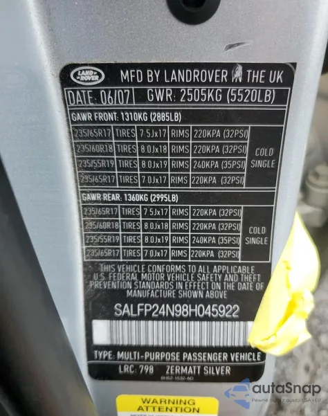 2008 Land Rover Lr2 Se z USA, uszkodzony, nr VIN SALFP24N98H045922